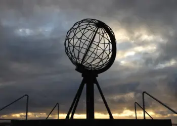 Der Globus am Nordkap von Norwegen