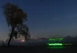 Spaziergänger bei Nacht in Heppenheim