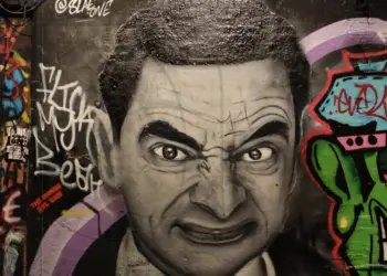 Mr. Bean als Graffiti im Tunnel von London