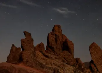 Nachts unter dem Sternenhimmel auf dem Teide auf Teneriffa